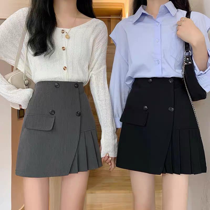 Korean style grey skirt grey office skirt korean pleated skirt office pencil skirt