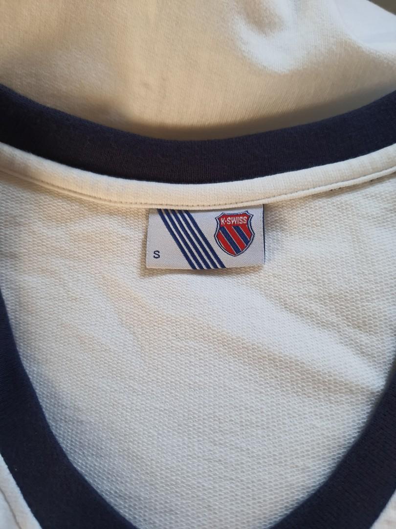 K-swiss White Tennis Sweater (Category: Others Tops) located in Muntinlupa City. Submitted by heylynmay (Listing ID 1032634190, Image 3). Description: For Sale! Authentic K-Swiss White Sweater Tag says Small, but would fit XS frames better (very nice fit) 100% Cotton Material Longsleeves Classic preppy design Gently worn (Used 3x only) Honest Issue: with light yellow dirt on the right shoulder due to storage. Not noticeable, really, and can be re