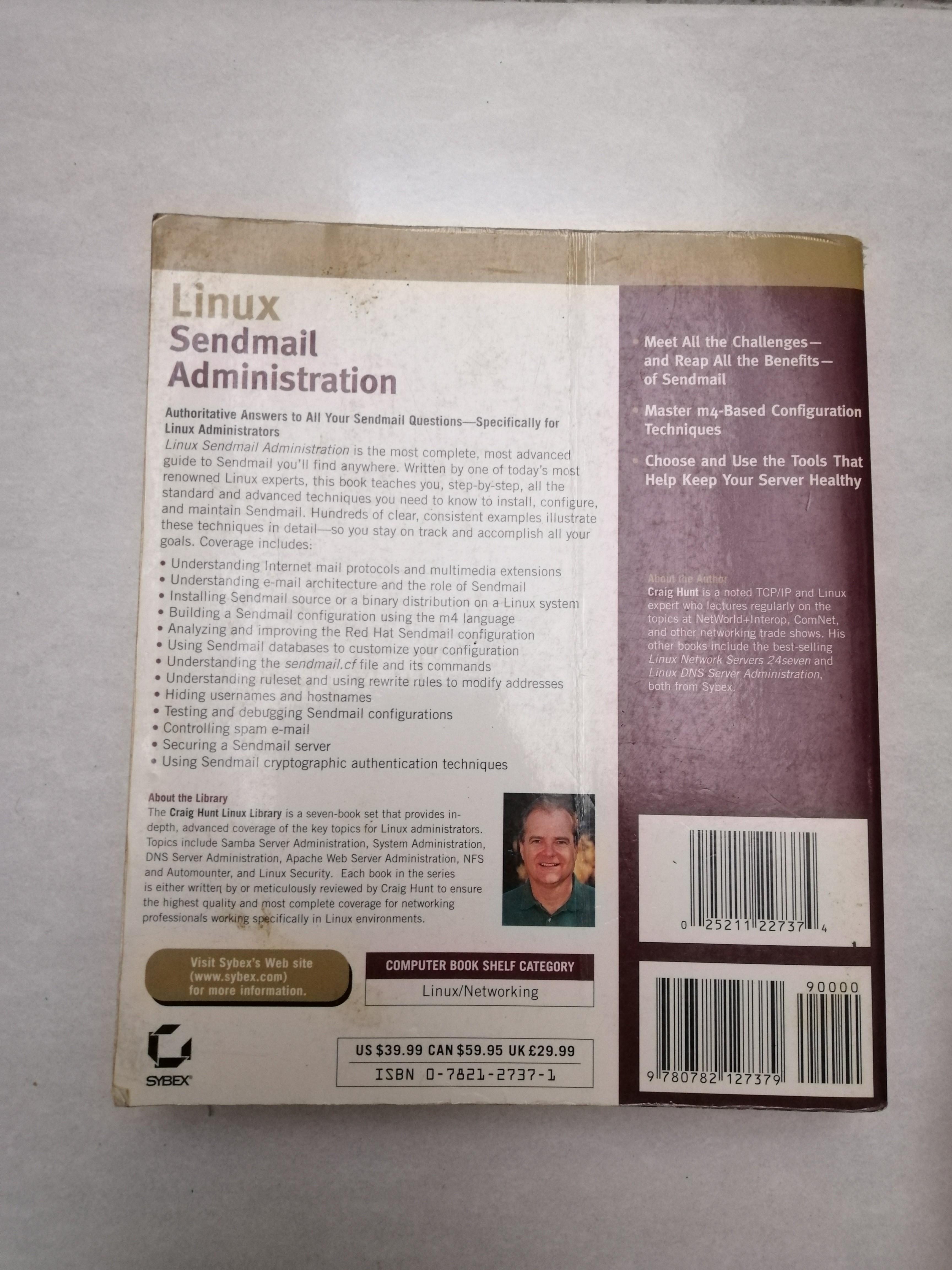 Linux Sendmail Administration (Category: Textbooks) located in Klang. Submitted by double_8five (Listing ID 1032611276, Image 2). Description: Buku terpakai untuk dilepaskan. Condition 8/10. Berminat roger.
