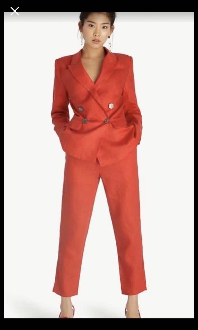 Red linen hotsell blazer