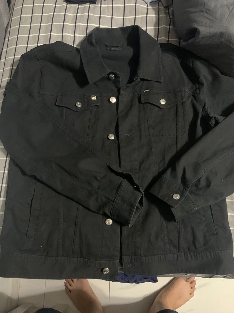 Obey black denim jacket, Men's Fashion 