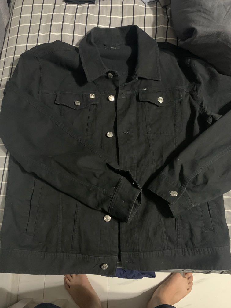 Obey black denim jacket, Men's Fashion 