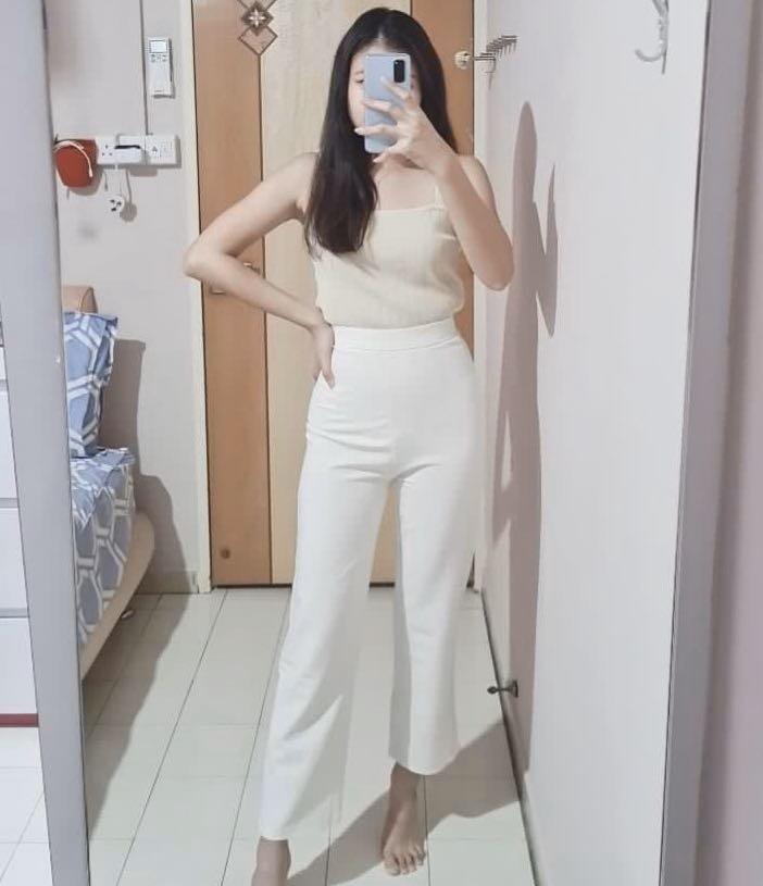 Off White Cream straight cut pants 