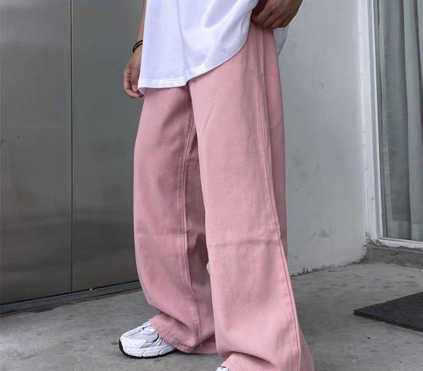 PINK BAGGY WIDE LEG JEANS