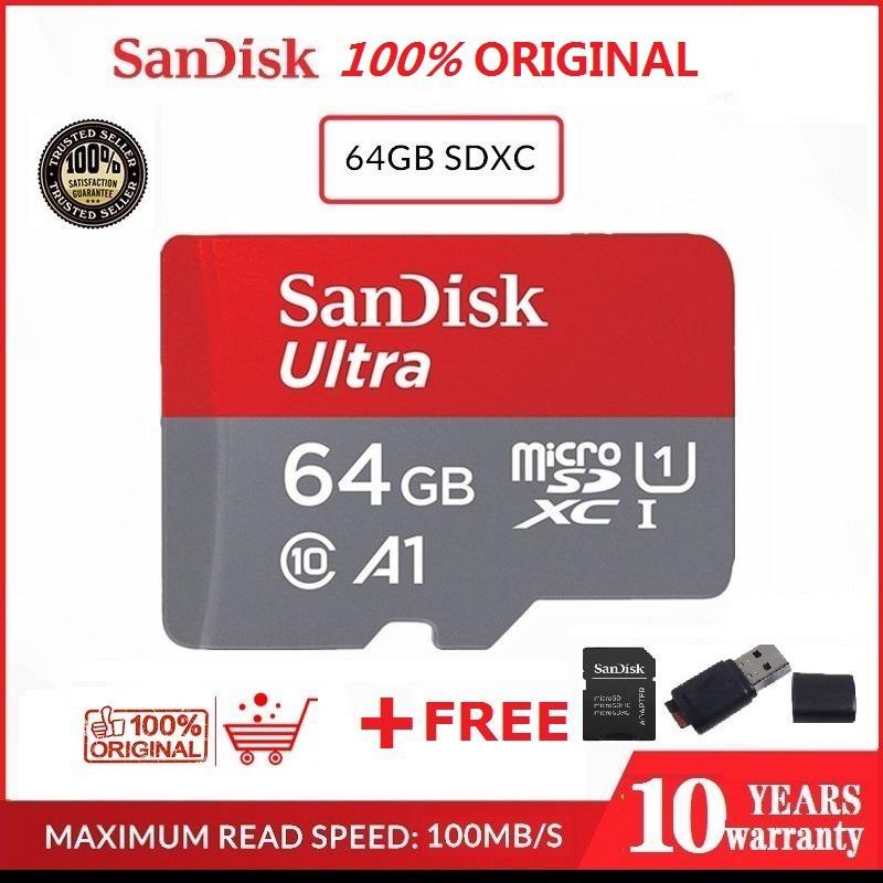 Sandisk Ultra Microsd 64gb Class 10 A1 Uhs I 100mb S Memory Card For Camera Cctv Drone Mobile Phone Electronics Others On Carousell