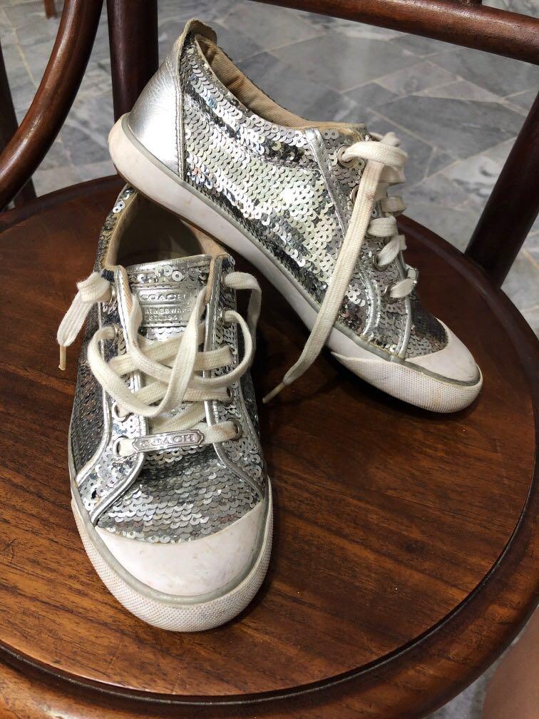 silver coach sneakers
