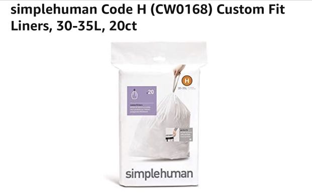 simplehuman code H blue recycling custom fit liners