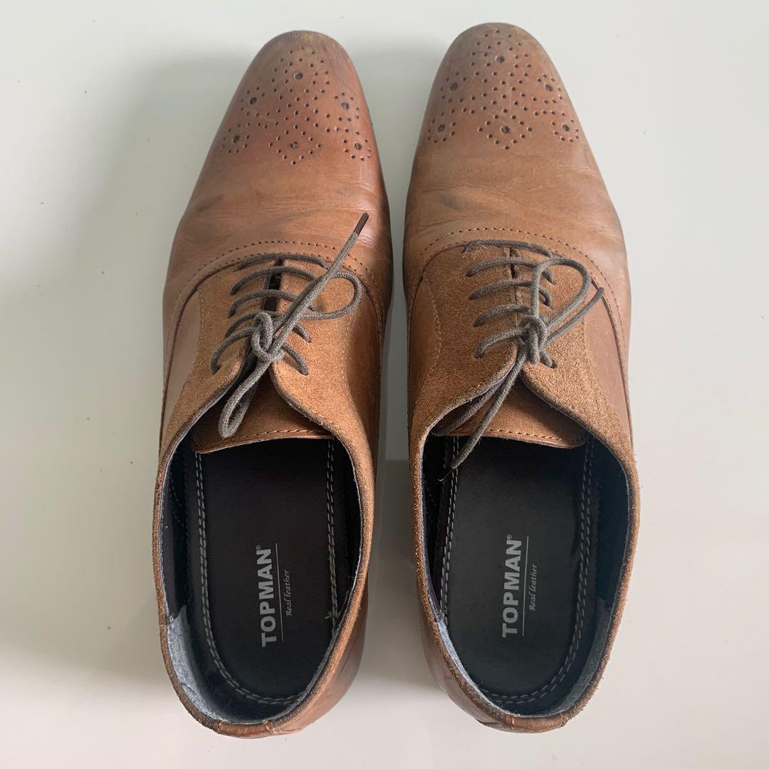 Topman Real Leather Shoes Brown