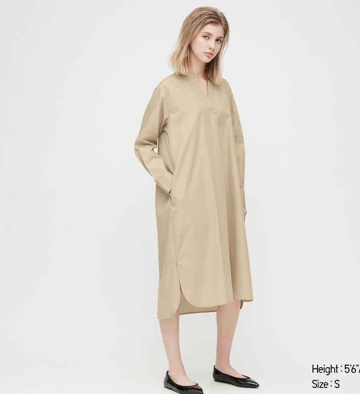 UNIQLO cotton long sleeve dress Women s Fashion Tops Blouses on