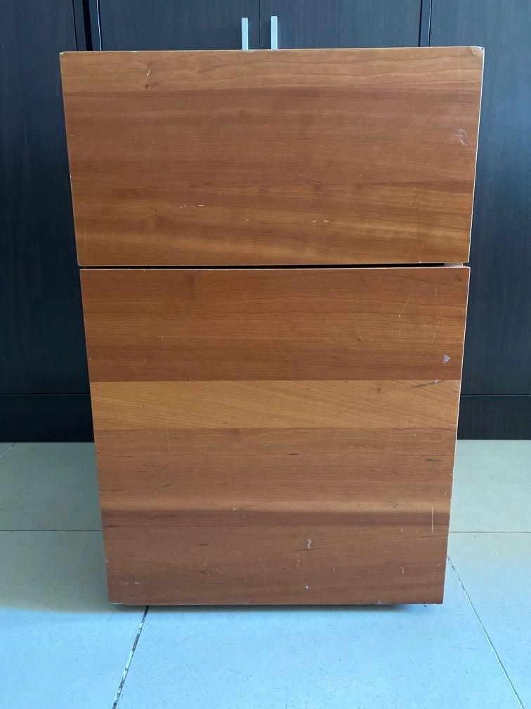 Wooden Side Table Drawers With Wheels Bedside Office Table Home Furniture Furniture Fixtures Shelves Drawers On Carousell