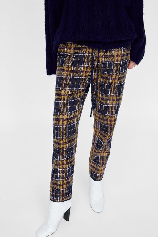 zara checked jogging trousers