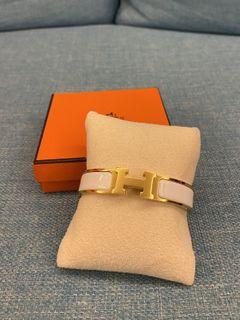 愛馬仕 Hermes clic h 白金 琺瑯手環 pm
