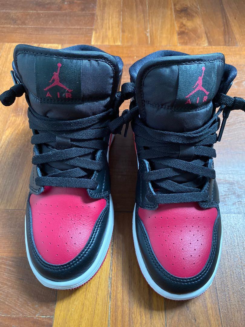 Air Jordan 1 Noble red mid (GS) 4.5Y, Women's Fashion, Footwear, Sneakers  on Carousell