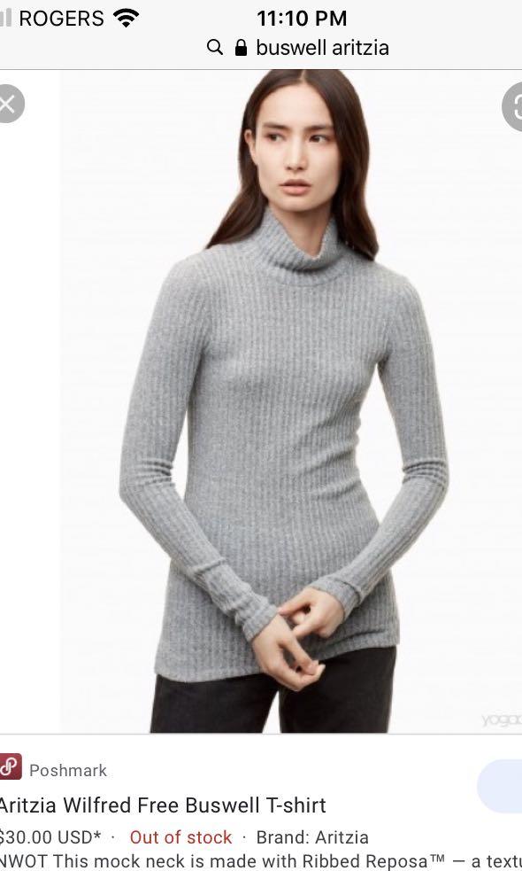 Aritzia Wilfred free buswe turtleneck heather light grey size SMALL Women s Fashion Clothes on Carousell