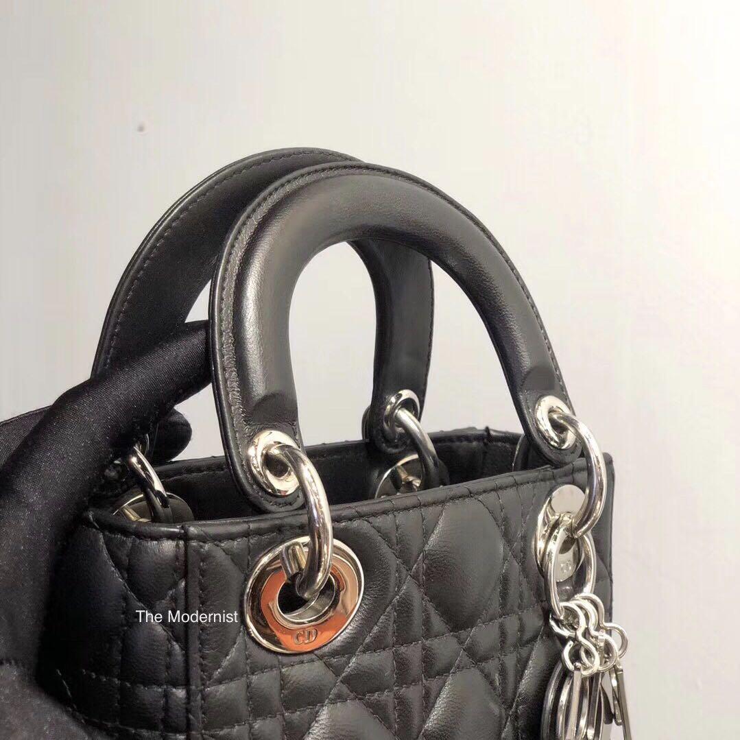 Authentic Christian Dior Mini Lady Dior Black Lambskin Silver Hardware Luxury Bags Wallets Handbags On Carousell