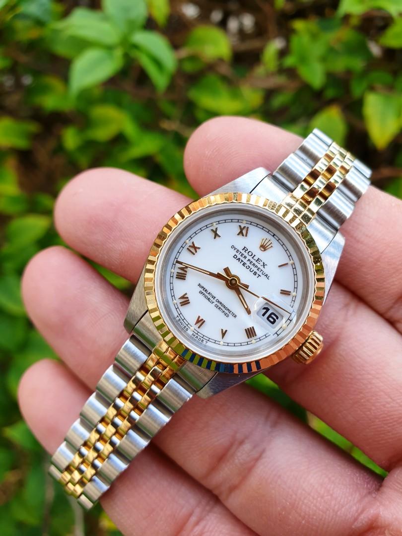 Rolex Datejust 18k Yellow Gold/Steel Ivory Pyramid Ladies 26 Watch