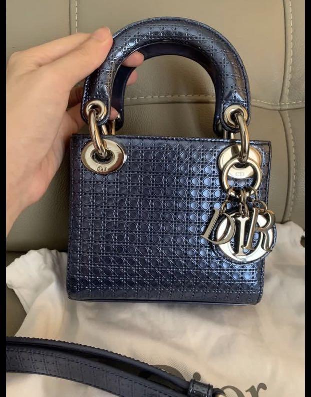 Christian Dior Metallic Micro Cannage Mini Lady Dior Bag