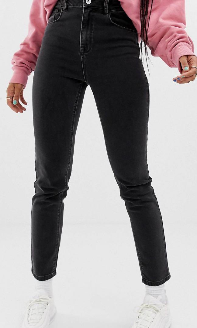 Collusion x011 mom slim jeans in black