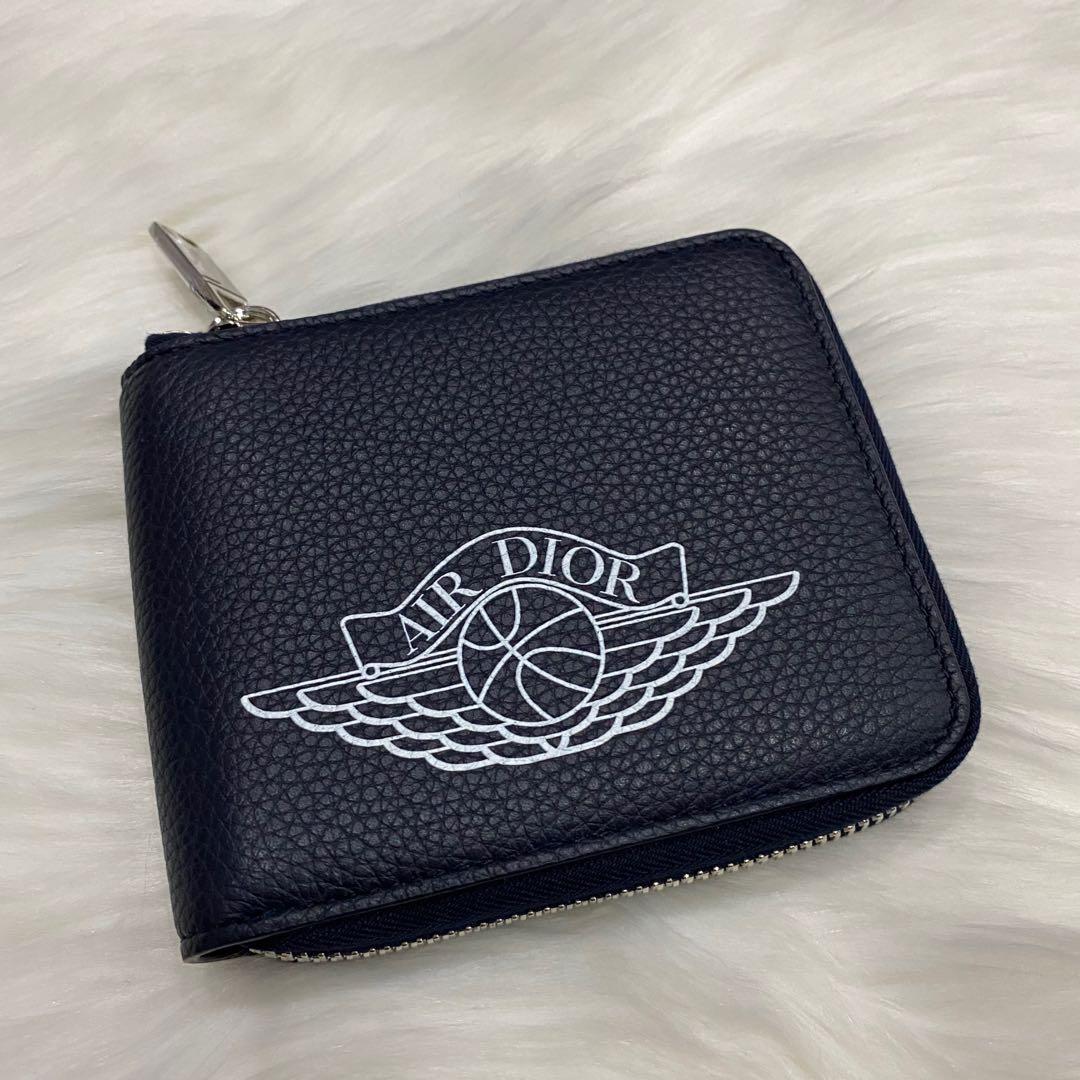 Dior x Jordan Wings Zip Wallet 4 Card Slot Grey in Calfskin with  Silvertone  US
