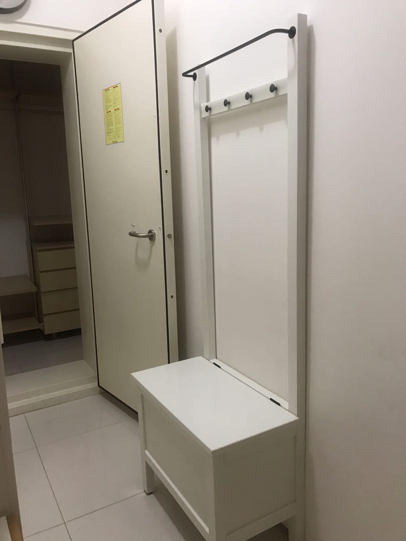 Hemnes storage bench with cheap towel rail
