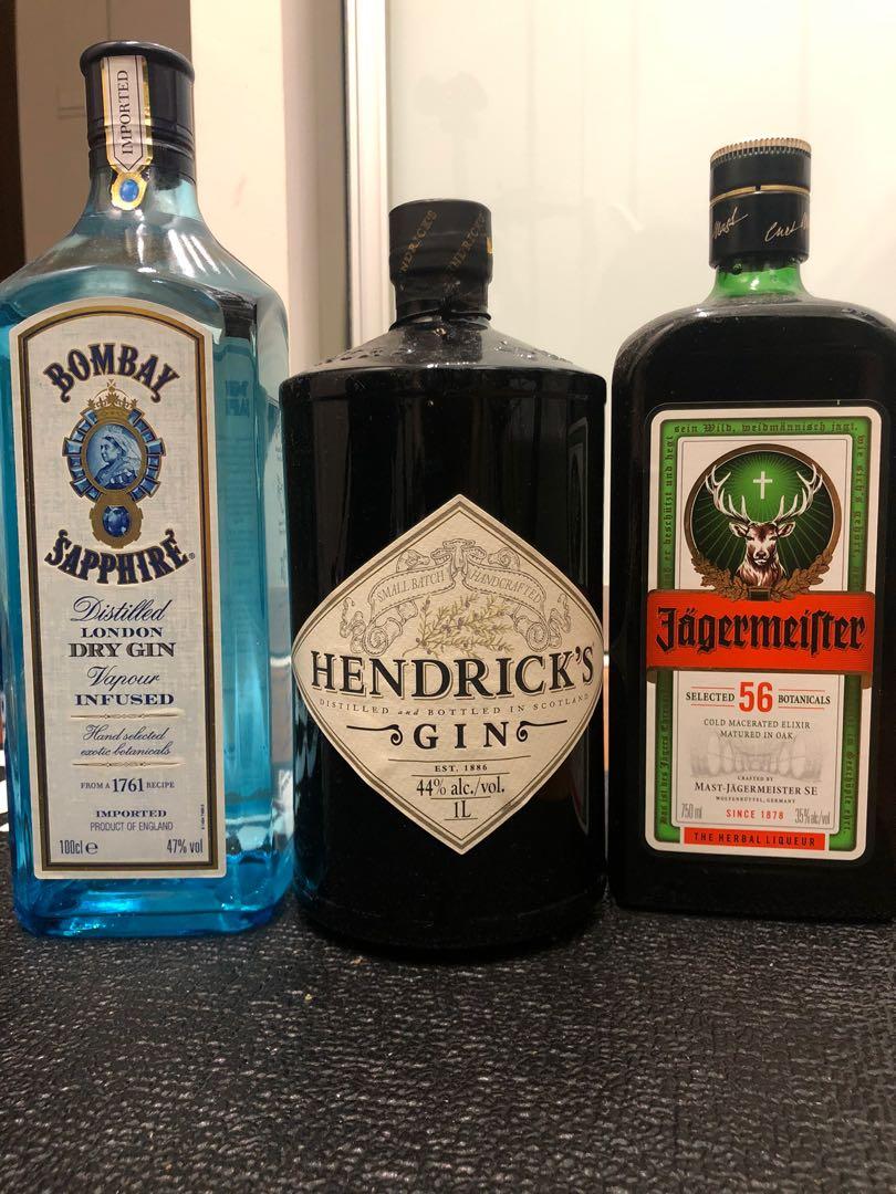 Hendricks Gin, Bombay Sapphire and Jagermeister, Food & Drinks