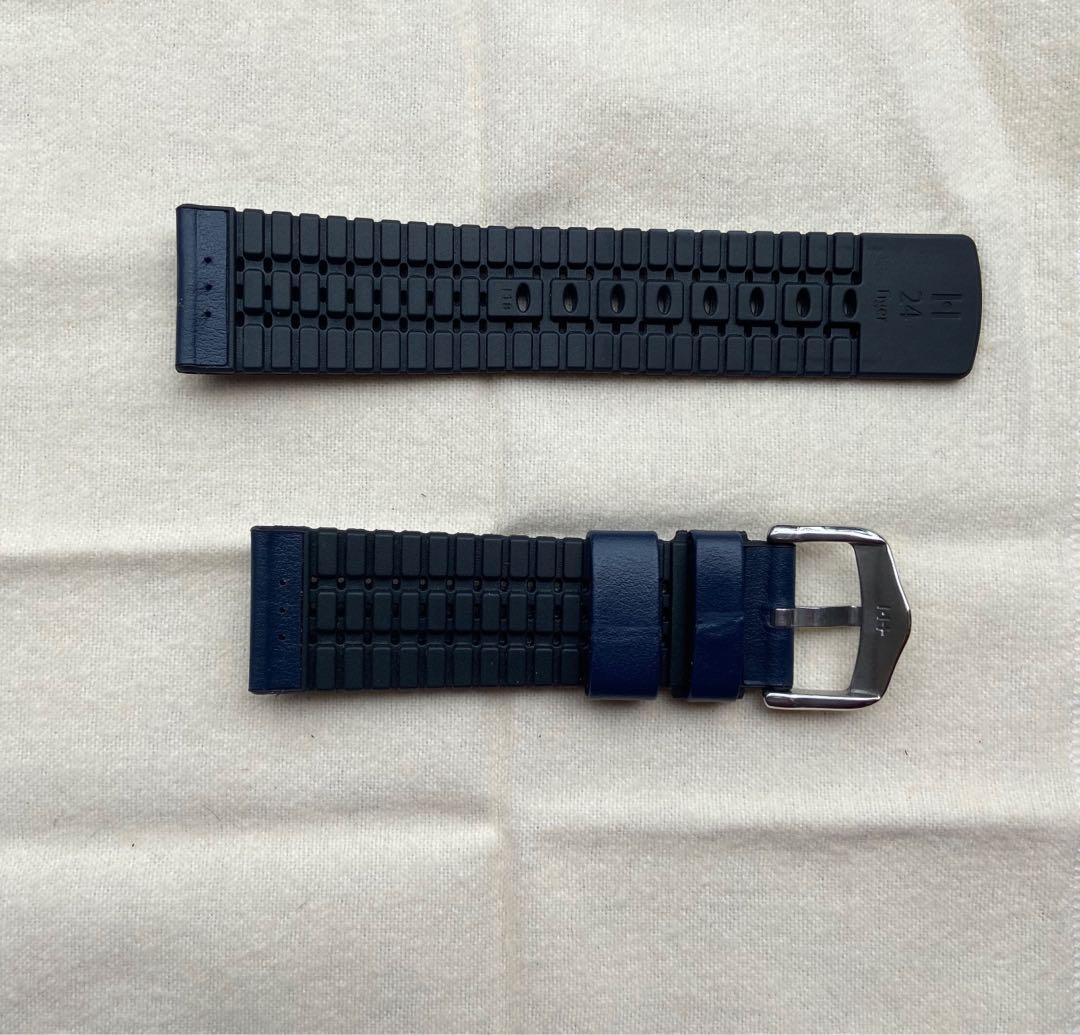 Hirsch Tiger 24mm (lug width) perforated leather upper rubber strap ...