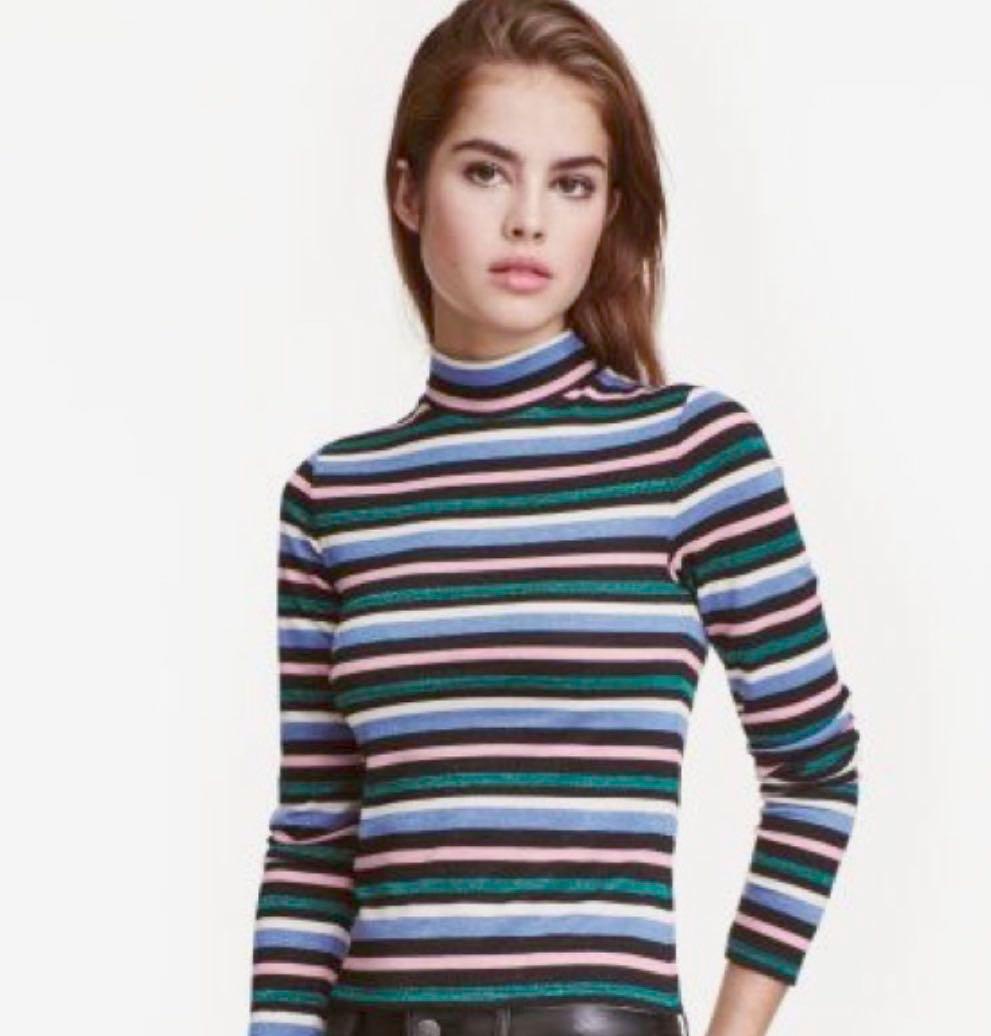 striped mock neck long sleeve