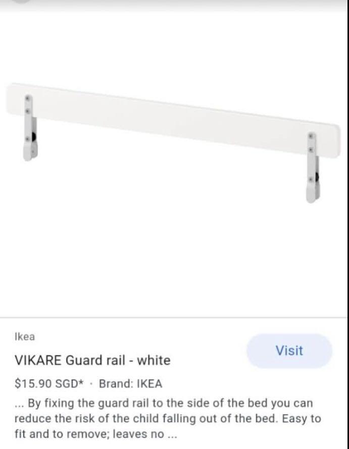 white Falling Risk Reduces Children Bed Baby Cot Ikea VIKARE Guard rail 
