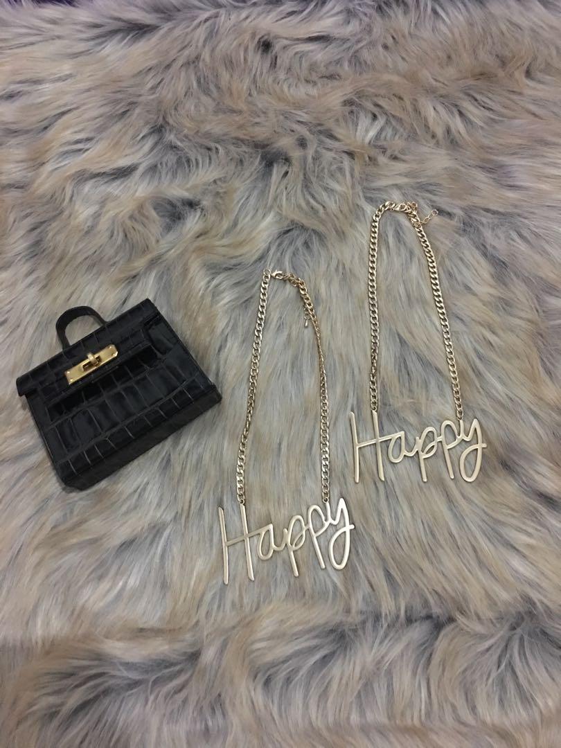 Lanvin inspired HAPPY necklace, Women's Fashion, Jewelry & Organizers,  Necklaces on Carousell