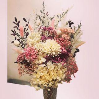 Lush Dried Flower Arrangement in Tall Vases