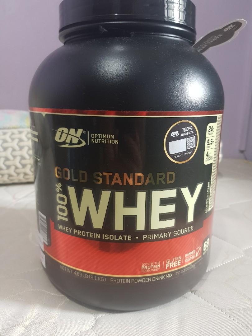 On 100 Whey Protein Powder Mix Gold Standard Cookies And Cream Flavour New Food Drinks Beverages On Carousell