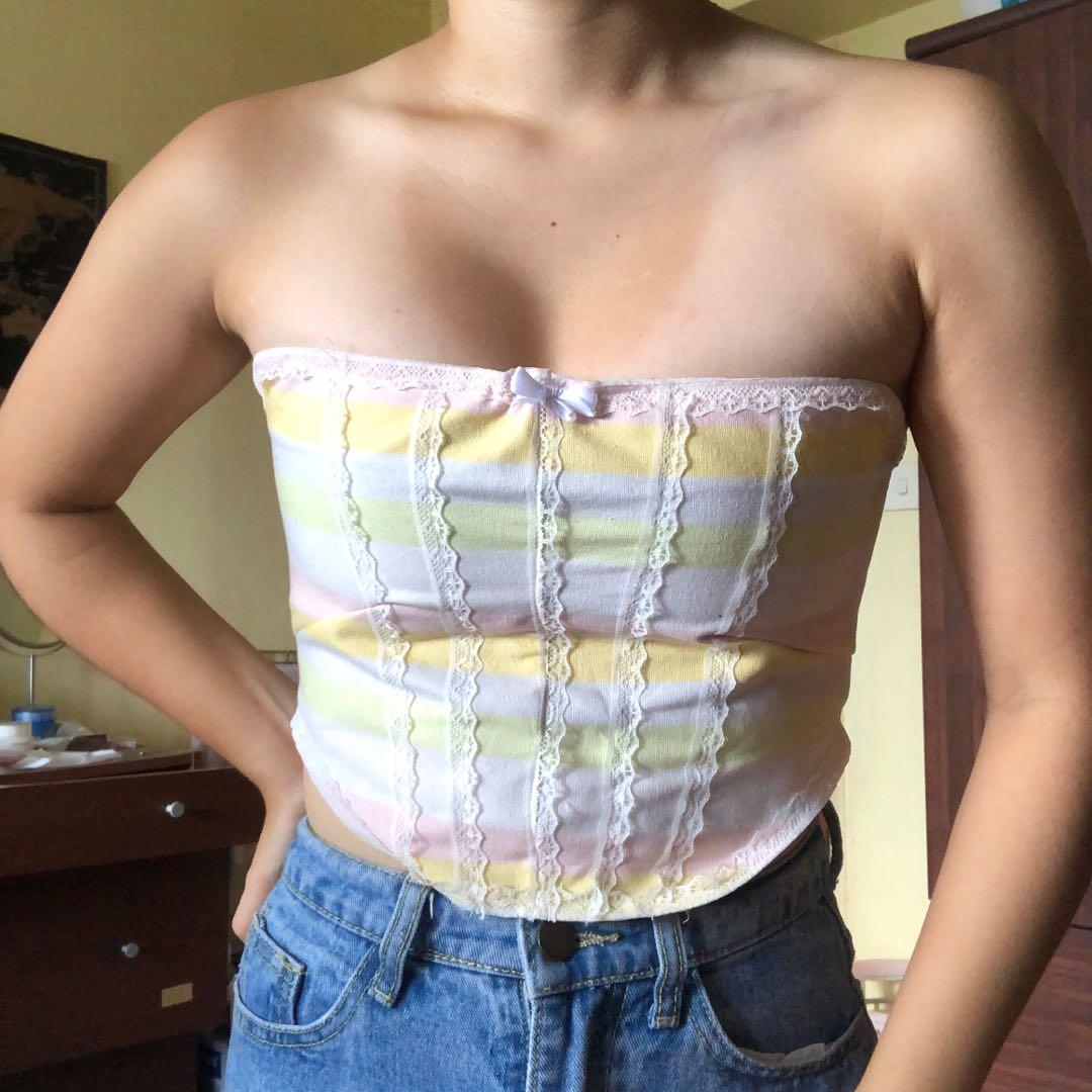 Pastel lace corset top, Women's Fashion