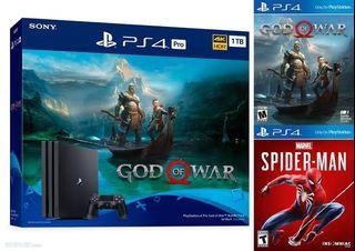 Playstation 4 Pro 1Tb with dual controllers and God of War and Spiderman