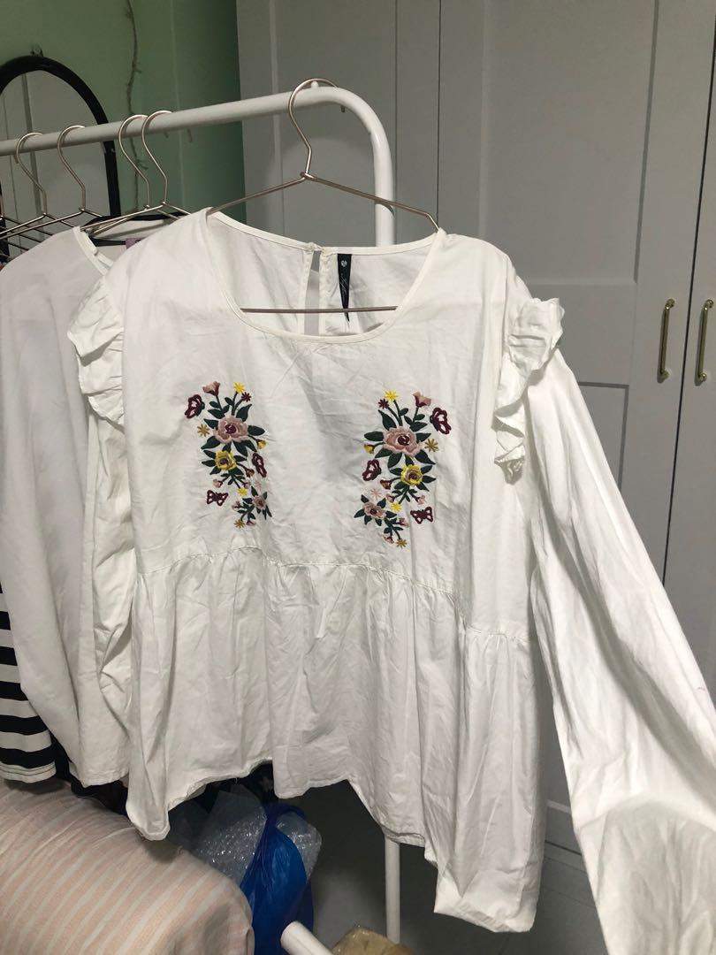 white ruffle top plus size
