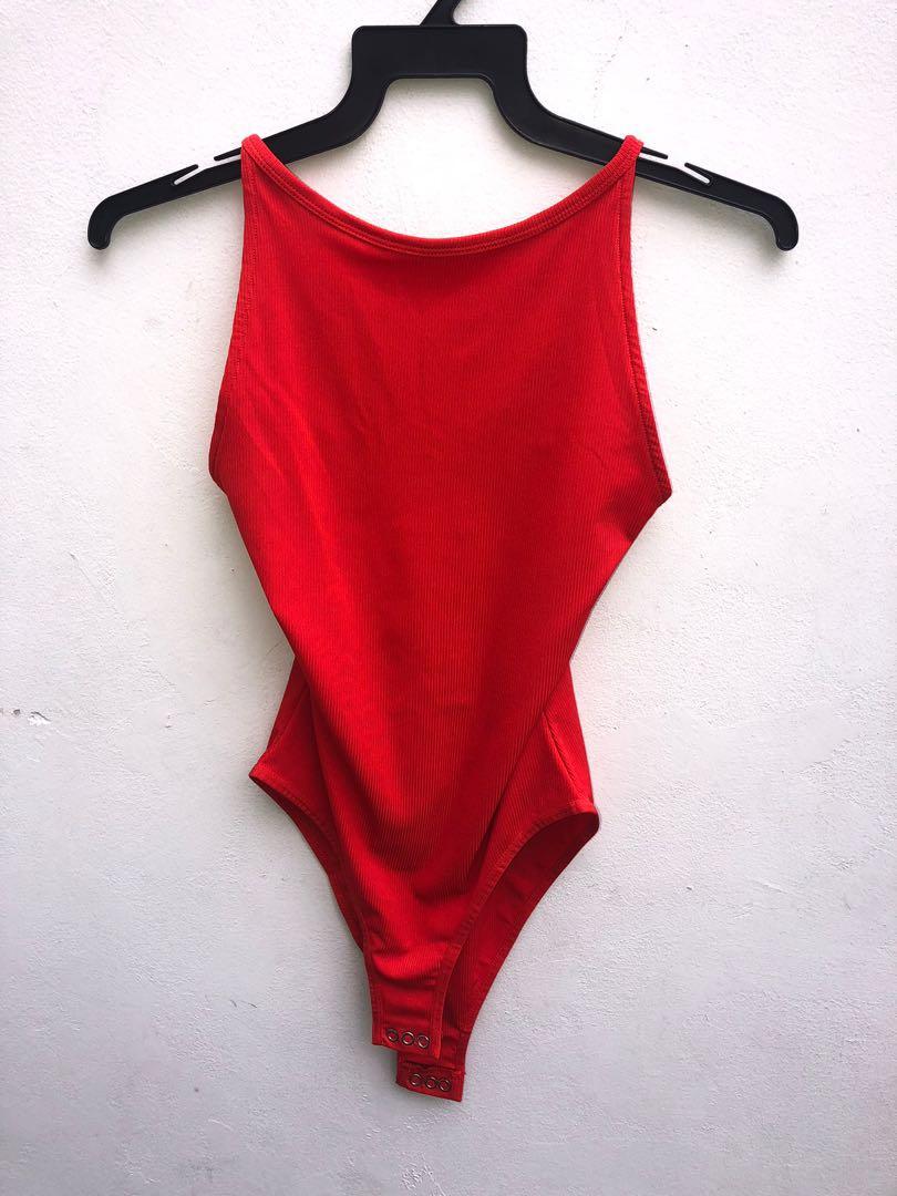 Red on sale strapless bodysuit