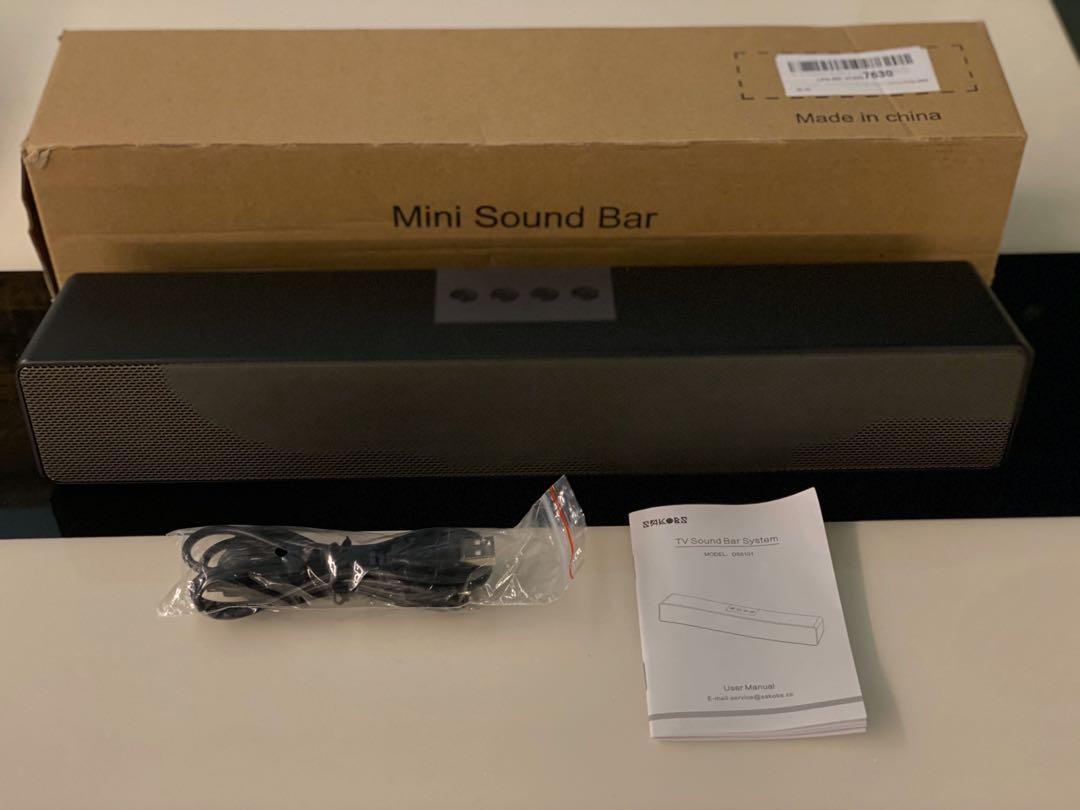 USB Powered Wireless Mini Computer Sound Bar with Dual Speakers,16H Playtime Microphone 3.5mm Aux Input SAKOBS Bluetooth 5.0 PC Speakers for Desktop Laptop 20W Computer Speakers 
