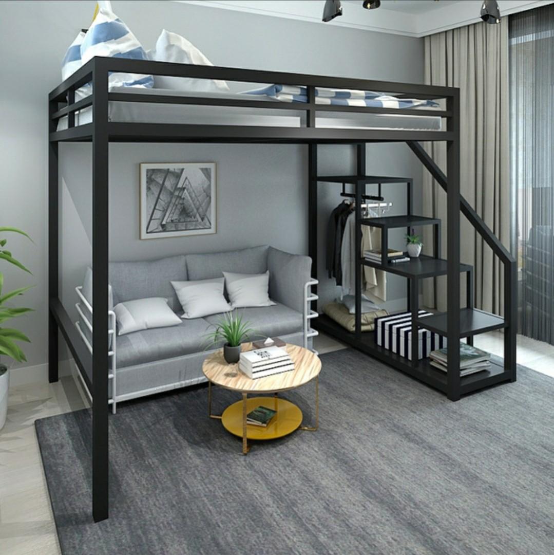 Space saving metal loft bed bunk mini loft small space smart solution