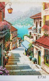 Italian alley going to seaside, DIY painting