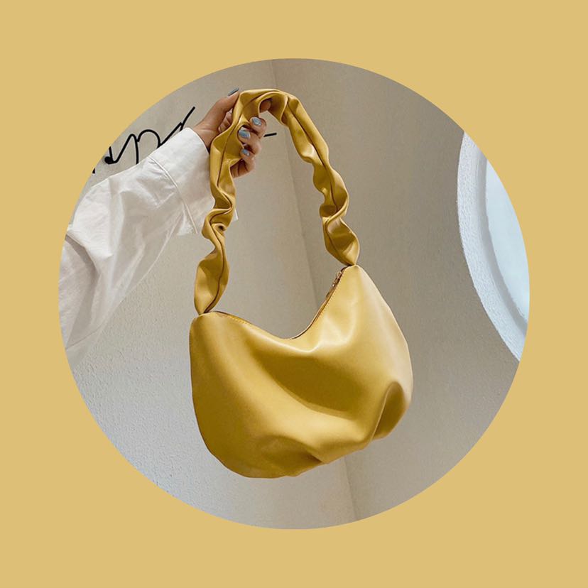 Super cute bag with ruffled handle Yellow Women s Fashion Bags