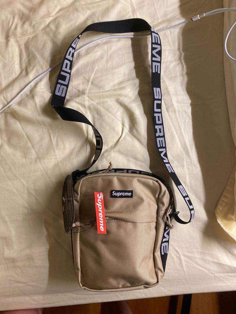 Supreme Shoulder bag ss18 tan, 男裝, 袋, 腰袋、手提袋、小袋- Carousell