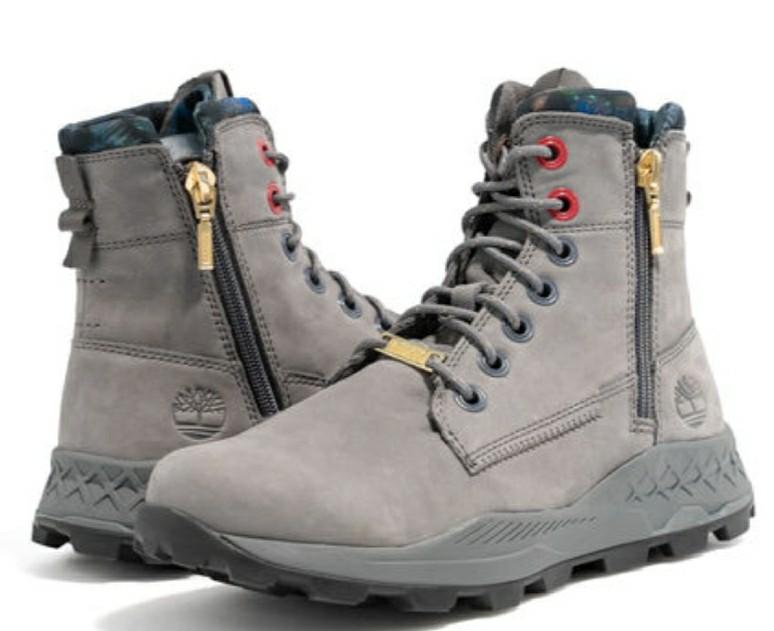timberland brooklyn side zip boots in grey