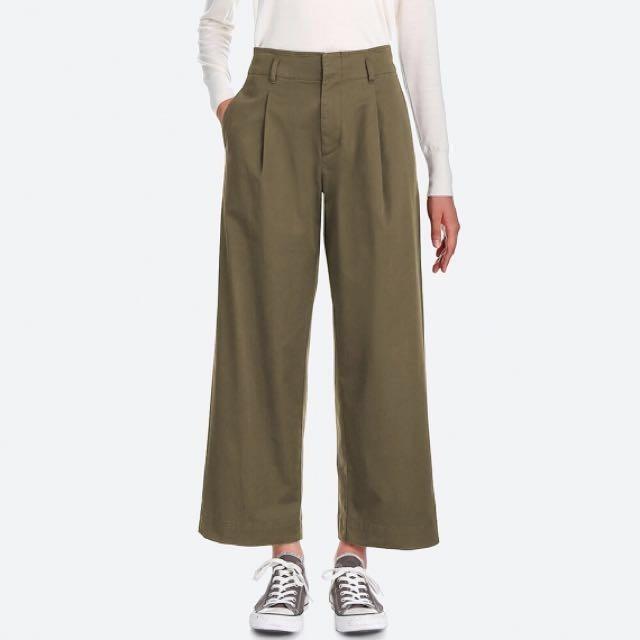 Uniqlo high waist cheap chino wide leg pants