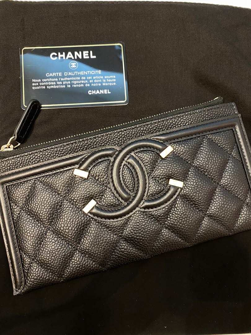 100 real new Chanel CC Filigree Wallet Card Holder