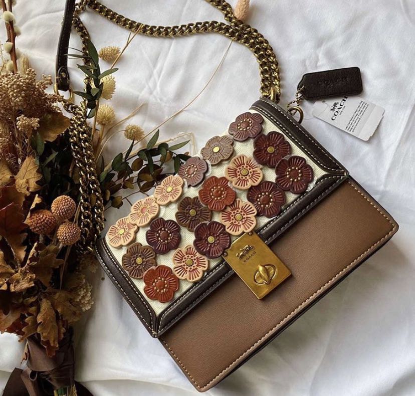 Original Coach Hutton Shoulder Bag with Tea Rose