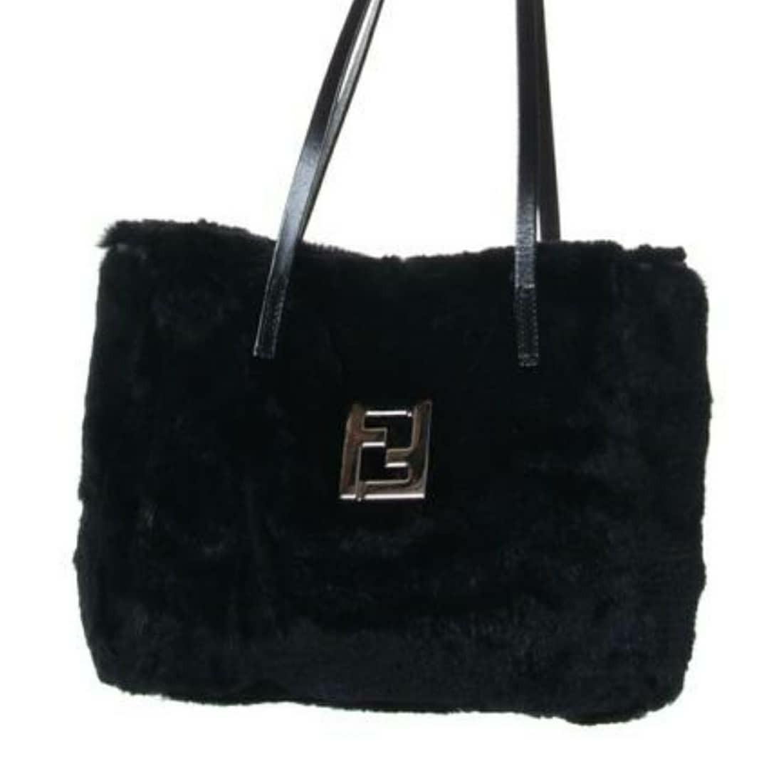 black fur shoulder bag