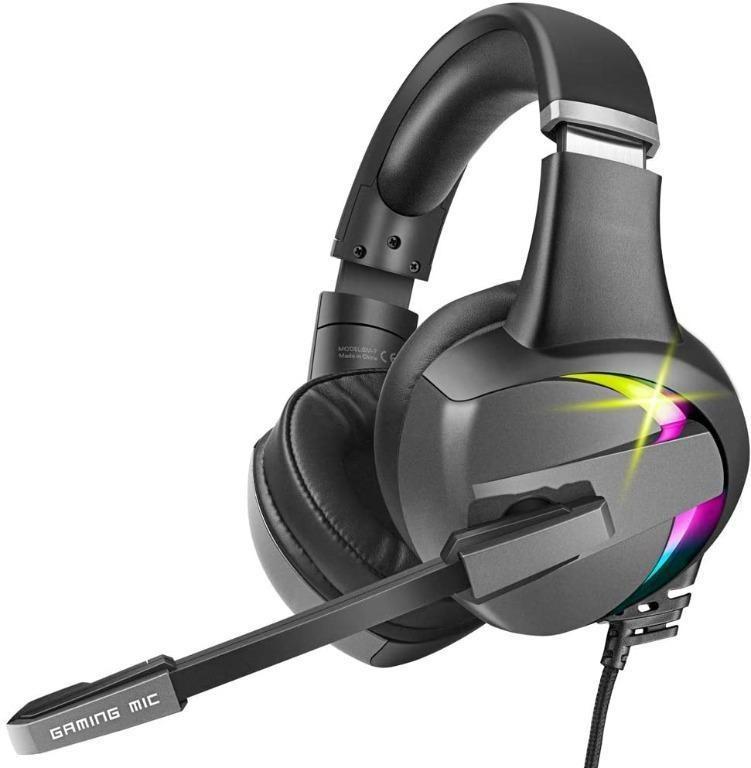 Beexcellent GM7 Gaming Headset Headphones for PS4 Xbox One PC Controller Surround Sound Over Ear Headphones with Noise Canceling Microphone LED RGB