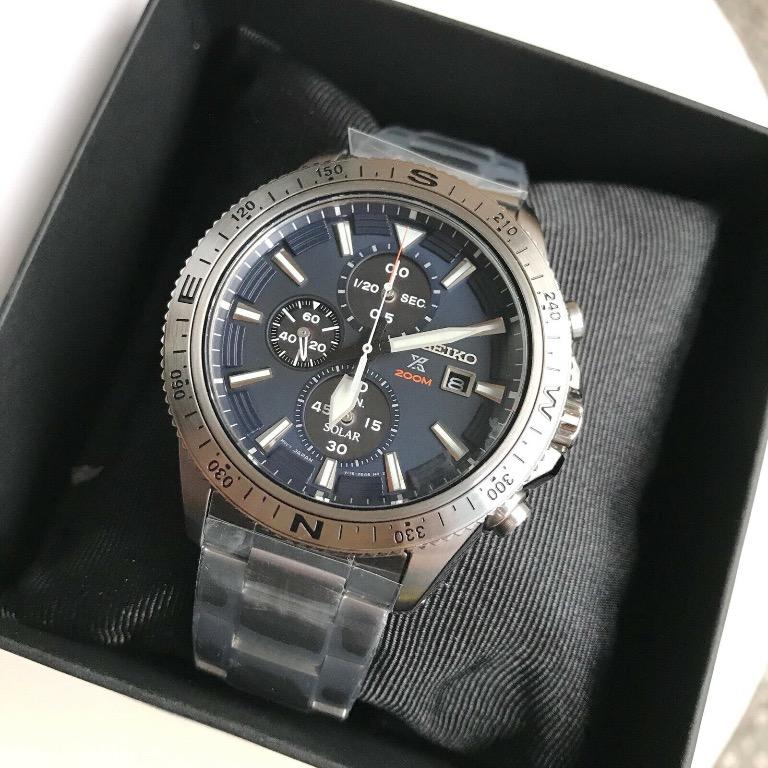 BNEW AUTHENTIC SEIKO SSC703P1 Solar Chronograph Tachymeter Blue Dial Silver Steel Watch P17 950 Luxury Watches on Carousell