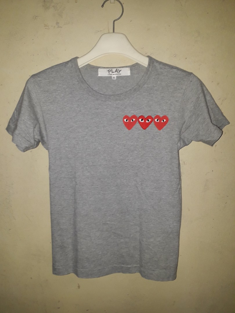 CDG PLAY TRIPLE HEART SHIRT Women s Fashion Tops Shirts on