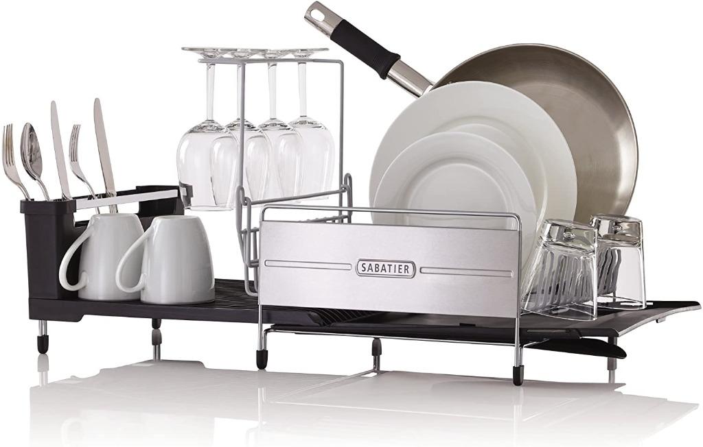 chk Sabatier 5199813 Expandable Stainless Steel Dish Rack Dryer Airer with Rust Resistant Soft Coated Wires and Bi Direction Furniture Home Living Bathroom Kitchen Fixtures on Carousell