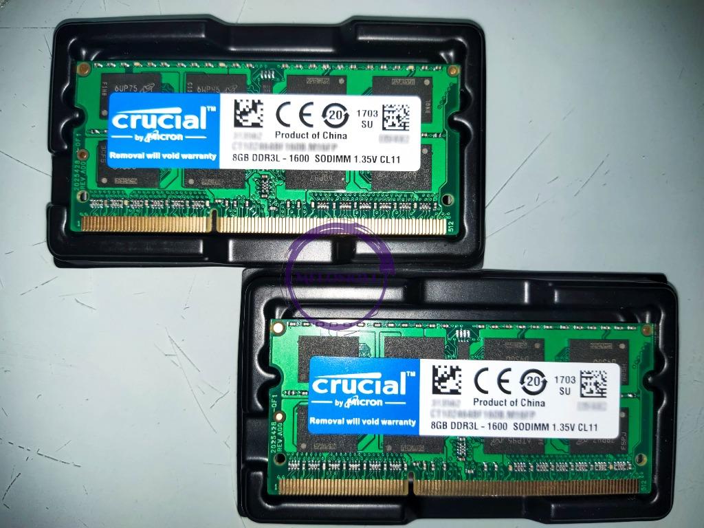 Crucial 16gb 8gbx2 Ddr3l 1600mhz 1 35v Sodimm Laptop Ram Memory Electronics Computer Parts Accessories On Carousell